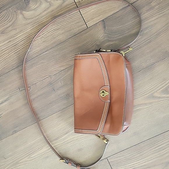 Fossil Ainsley Medium Brown Leather Crossbody Bag Shoulder Purse - Picture 5 of 14